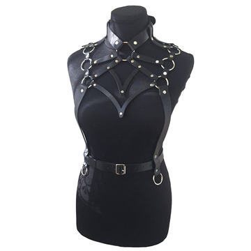 Sexy Lingerie BDSM Bondage Body Harness for Women in Black Colour / Leather Bdsm Garter Belt - EVE's SECRETS